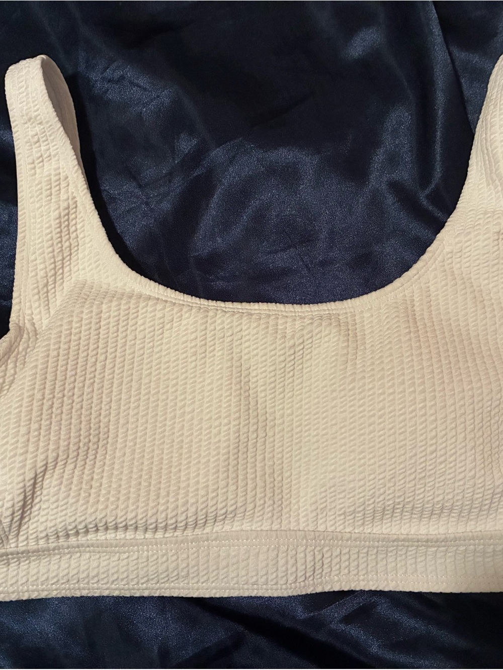Cream Ribbed Scoop-Neck bikini top in white Medium, never worn